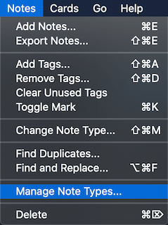 step 1 - manage note type